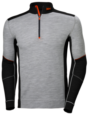 HH LIFA MERINO HALF ZIP POLO 939 GREY MELANGE/BLACK