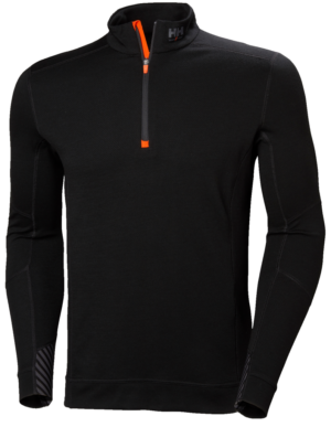 HH LIFA MERINO HALF ZIP 990BLACK