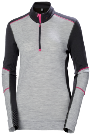 HH W HH LIFA MERINO HALF ZIP 959EBONY