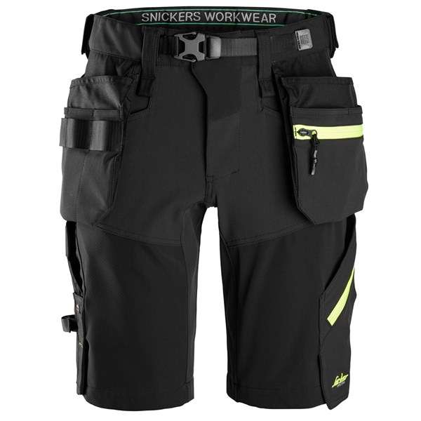 Softshell Stretchshorts+ med hylsterlommer Sort/NGul