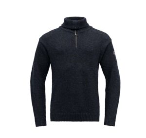 DEVOLD - NANSEN WOOL ZIP NECK DARK BLUE MELANGE