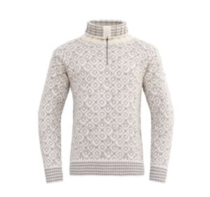 DEVOLD - SVALBARD WOOL ZIP NECK OFFWHITE/GREY